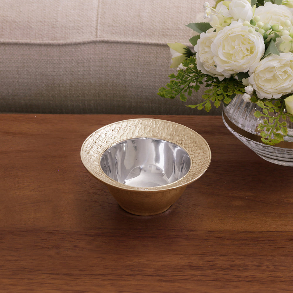 GIFTABLES Sierra Modern Nassau Small Dip Bowl (Silver and Gold)