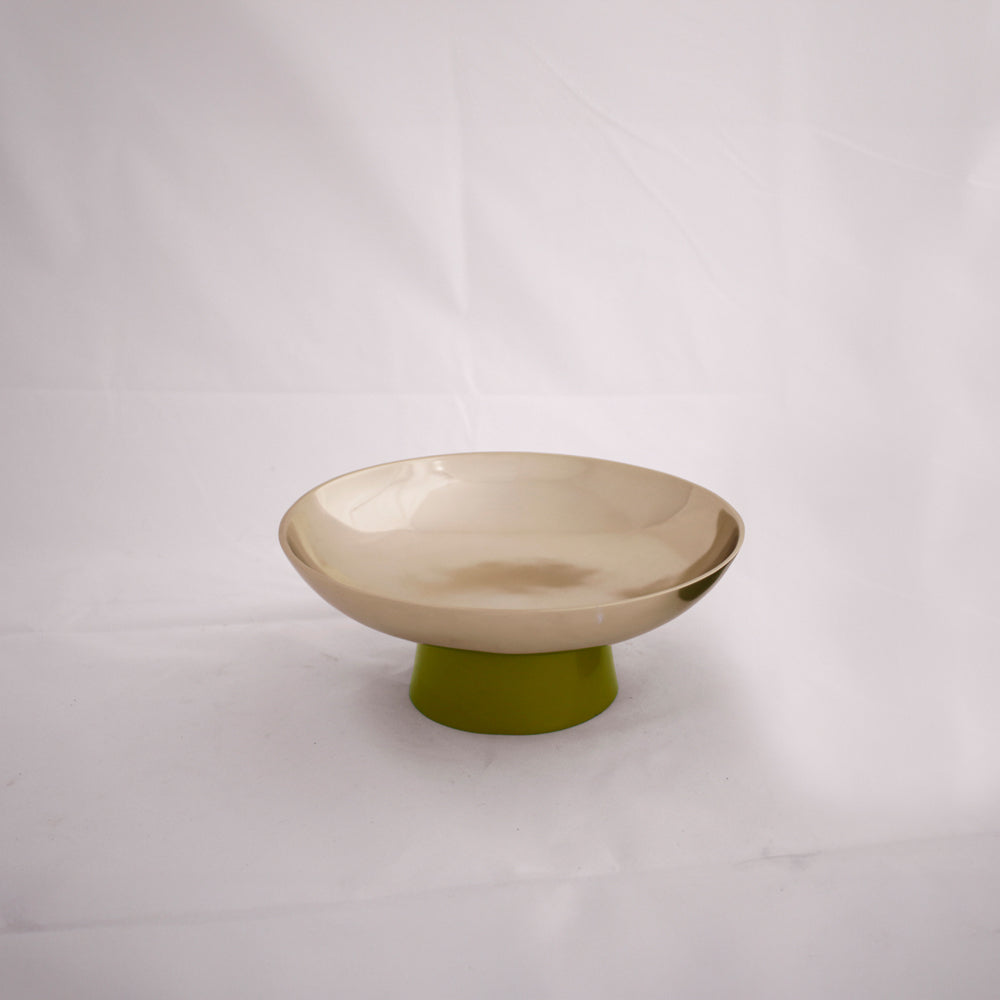 CARNAVAL Sierra Modern Small Bowl with Base (Gold and Green)