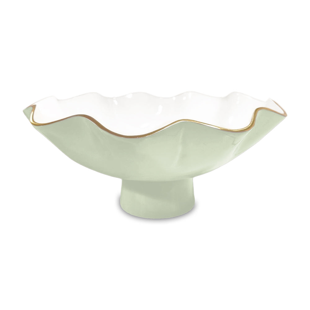 FINAL SALE -  ENCANTO Carola Large Pedestal (Pistachio and White) SECONDS - NON REFUNDABLE