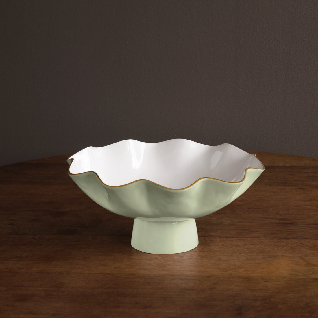 FINAL SALE -  ENCANTO Carola Large Pedestal (Pistachio and White) SECONDS - NON REFUNDABLE