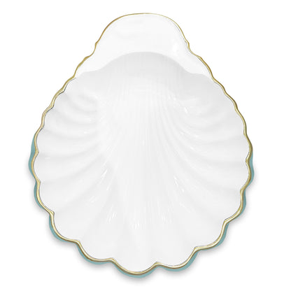 ENCANTO Medium Scallop Shell (Turquoise and White)