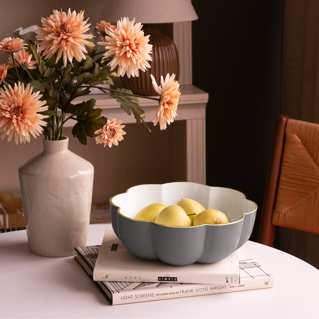 beatriz-ball-encanto-calabaza-large-bowl-pewter-and-white