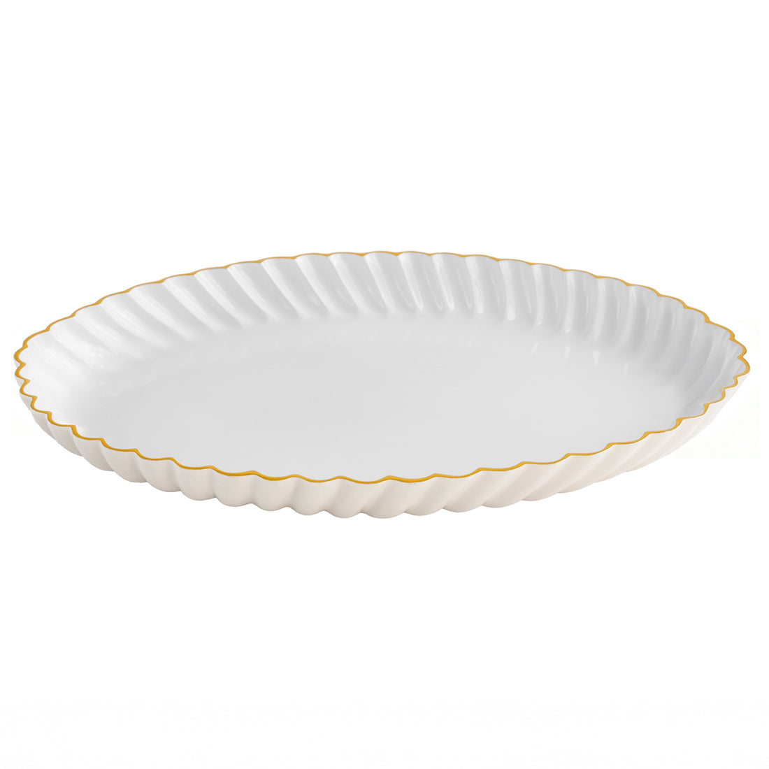 ENCANTO Vintage Swirl Oval Tray Cream and White