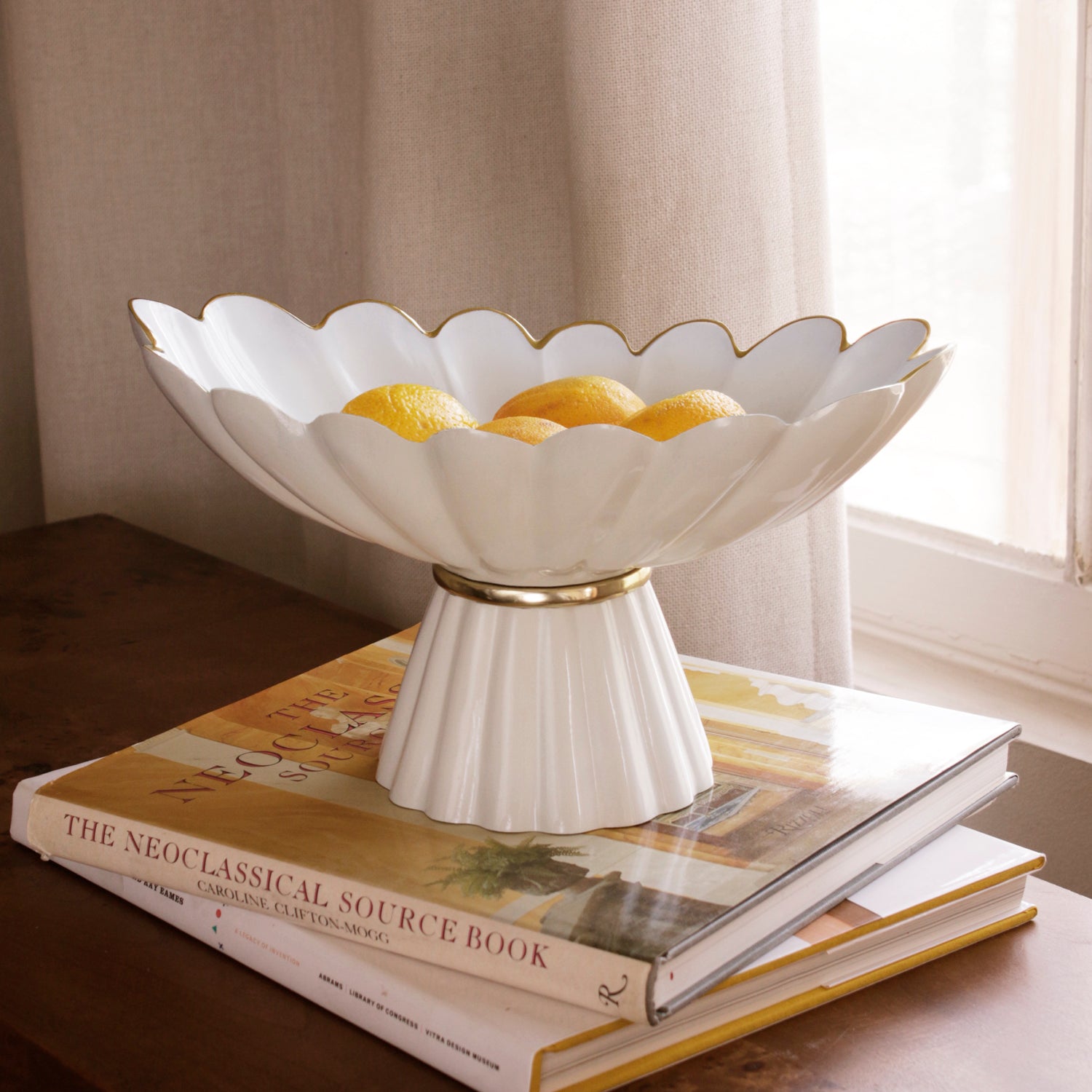 ENCANTO Vintage Hermes  Pedestal Cream and White