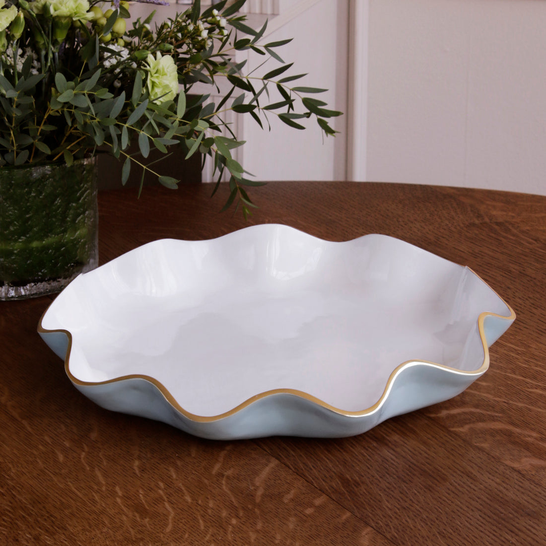 ENCANTO Carola Large Round Platter Slate and White