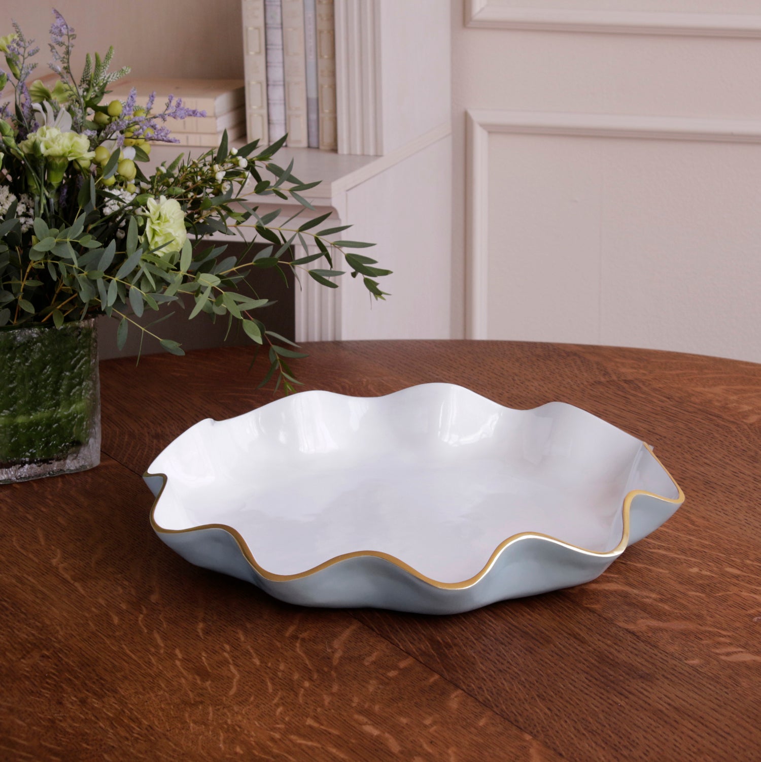 ENCANTO Carola Large Round Platter Slate and White