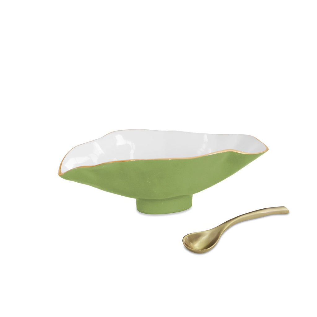 encanto-claire-small-oval-bowl-with-spoon-green-and-white