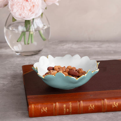 ENCANTO Colette Mini Round Bowl  (Turquoise and White)