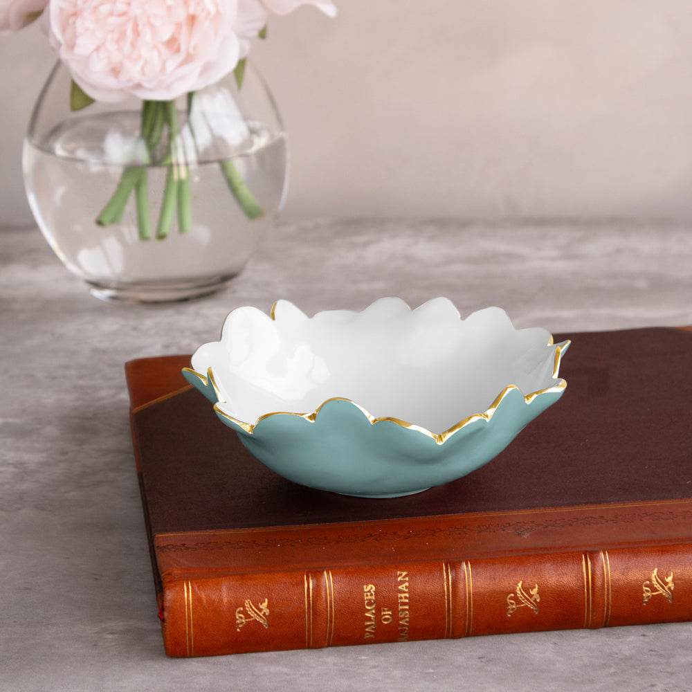 ENCANTO Colette Mini Round Bowl  (Turquoise and White)