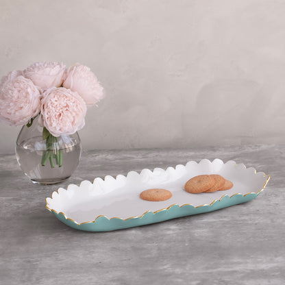 ENCANTO Colette Oblong Tray (Turquoise and White)