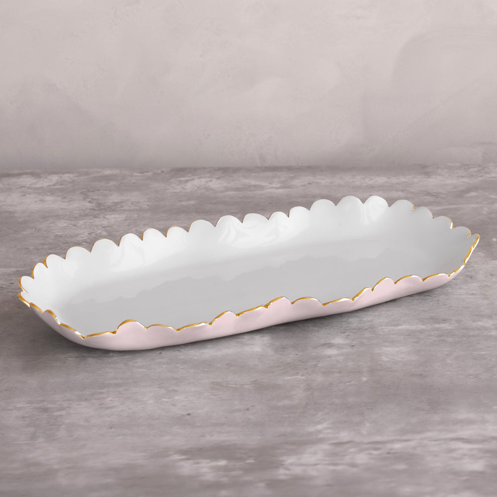 ENCANTO Colette Oblong Tray (Camellia and White)