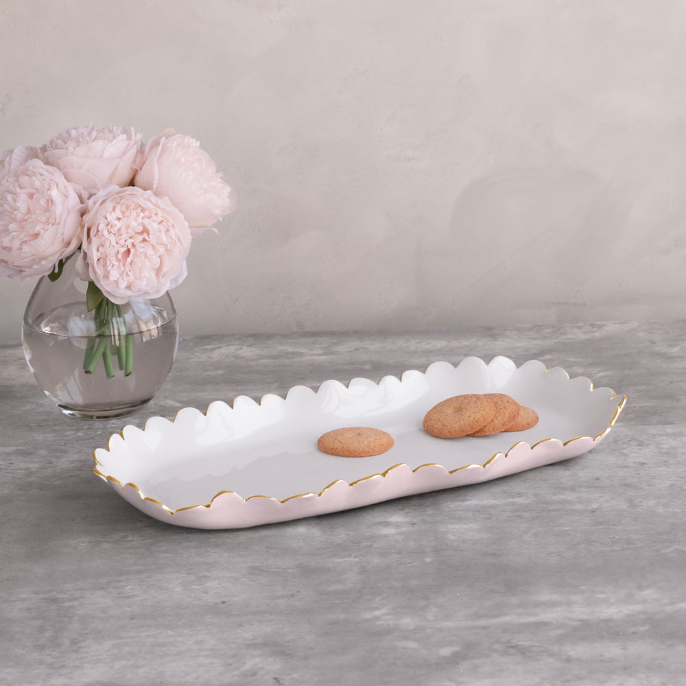 ENCANTO Colette Oblong Tray (Camellia and White)