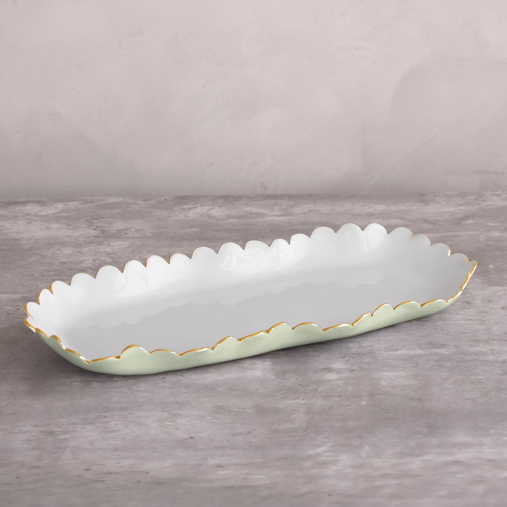 ENCANTO Colette Oblong Tray (Pistachio and White)