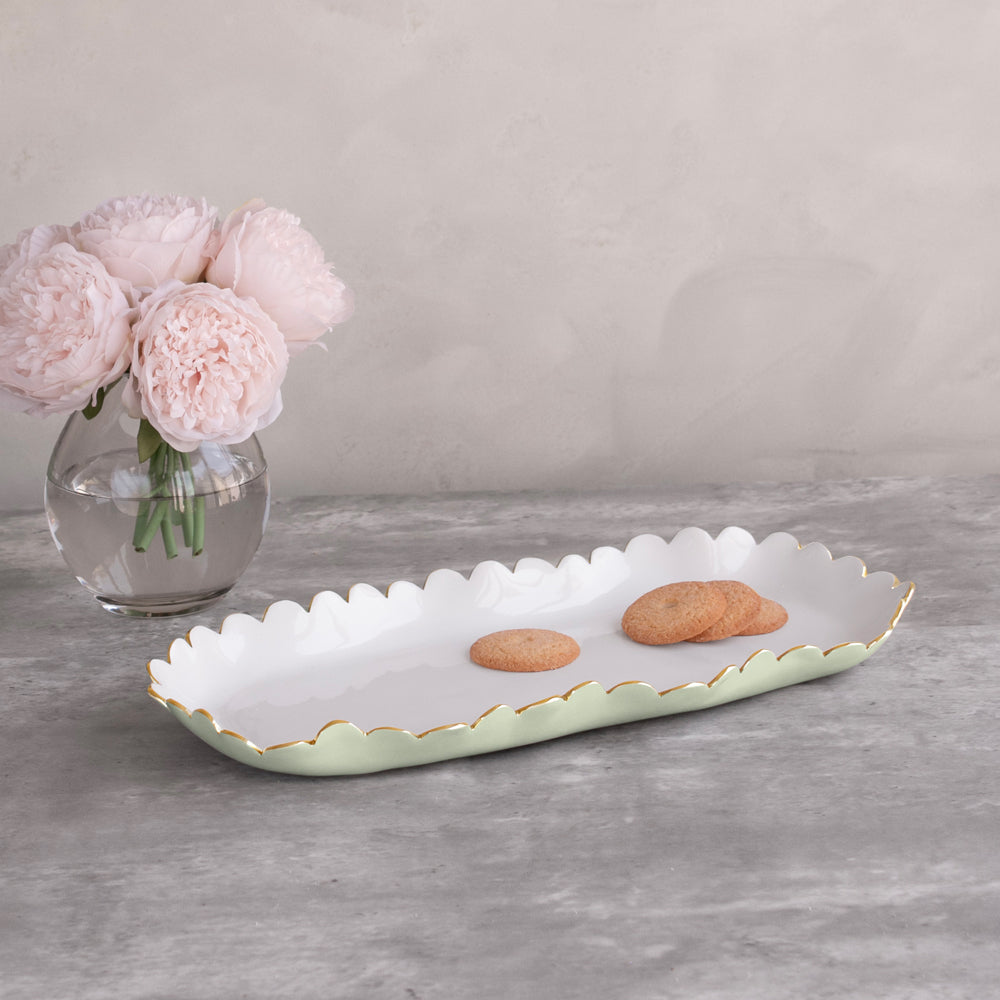 ENCANTO Colette Oblong Tray (Pistachio and White)