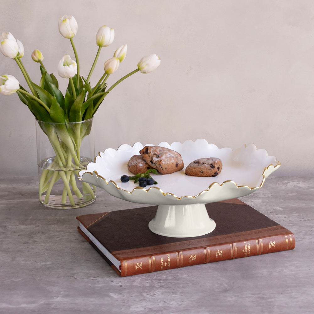 ENCANTO Colette Pedestal Cake Plate (Cream and White)