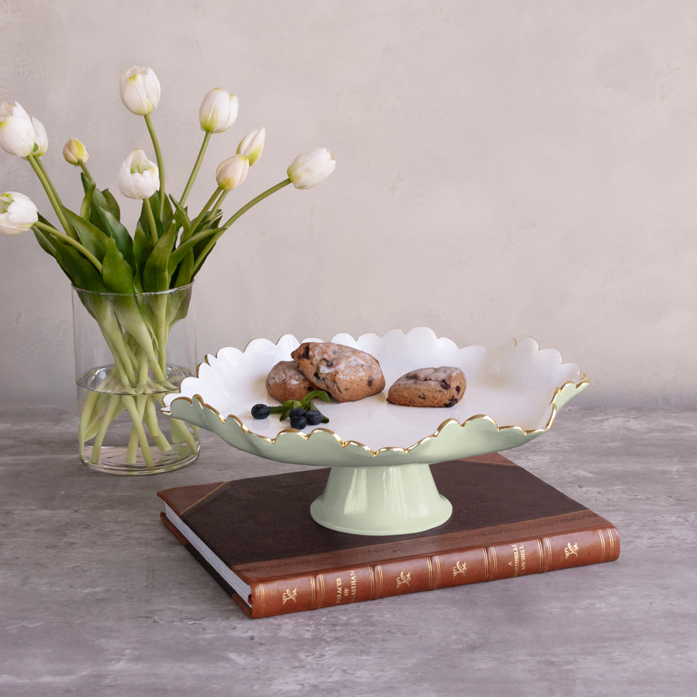 ENCANTO Colette Pedestal Cake Plate (Pistachio and White)