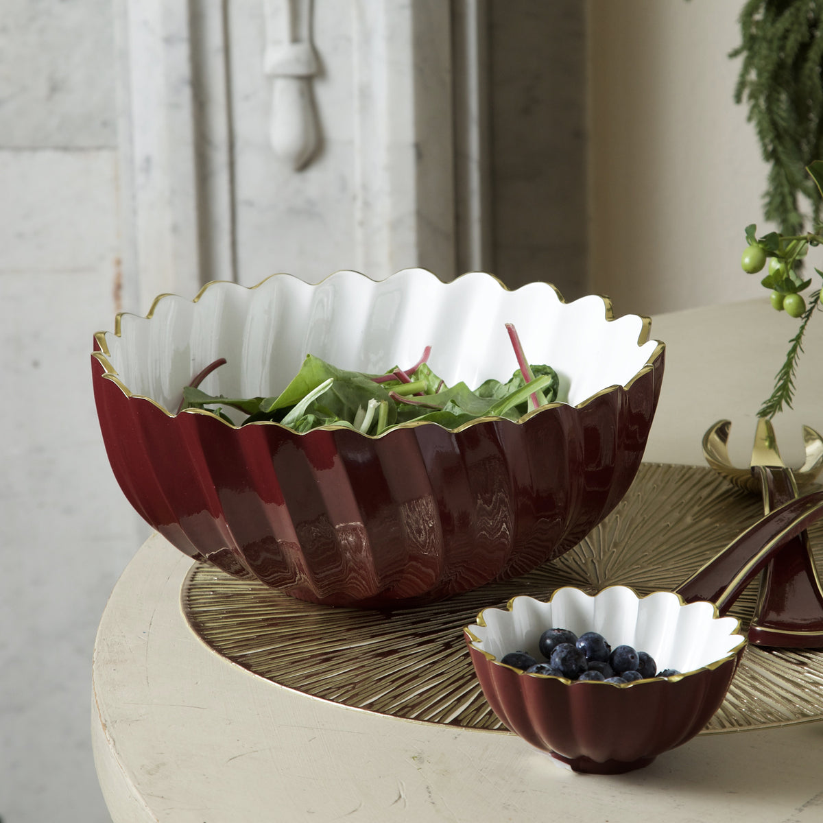 ENCANTO Orlando Medium Bowl (Bordeaux and White)