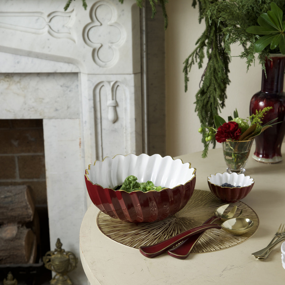 ENCANTO Orlando Medium Bowl (Bordeaux and White)
