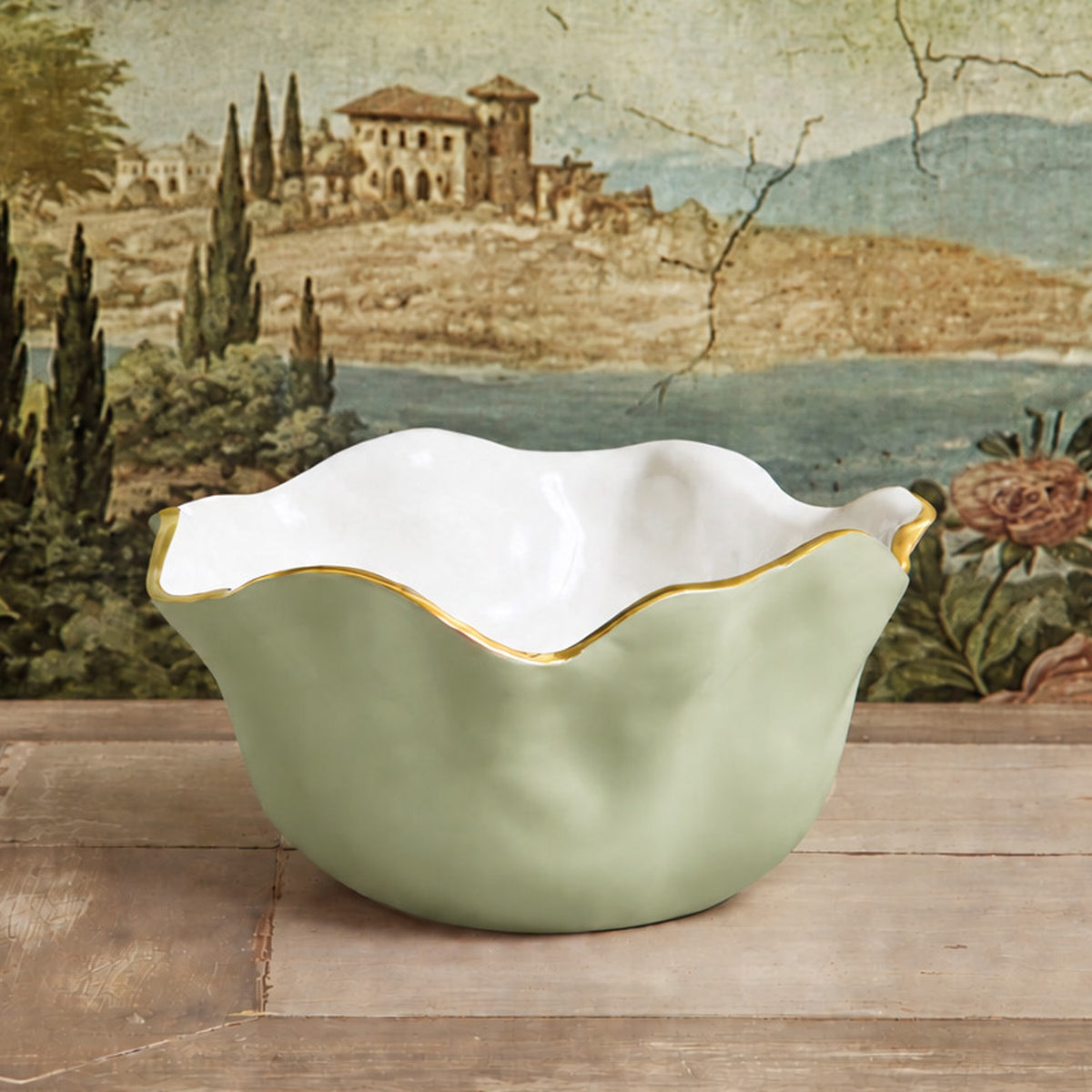 ENCANTO Carola Medium Bowl (Pistachio and White)