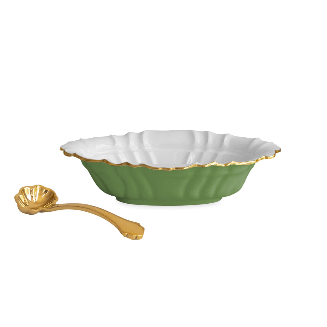 encanto-tuscany-small-oval-bowl-with-spoon-leaf-green-and-white