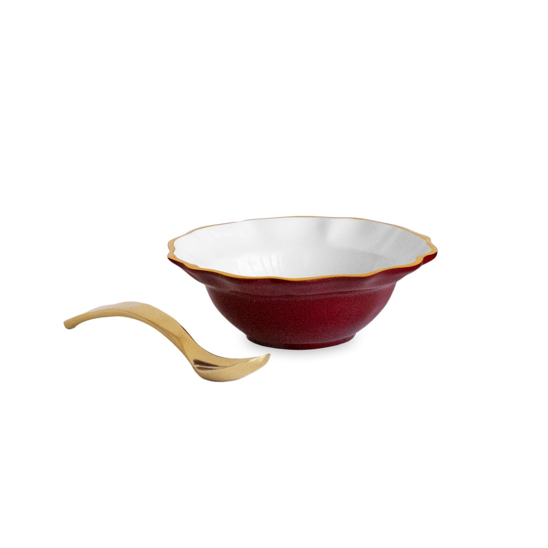 encanto-faenza-mini-bowl-w-spoon-bordeaux-and-white