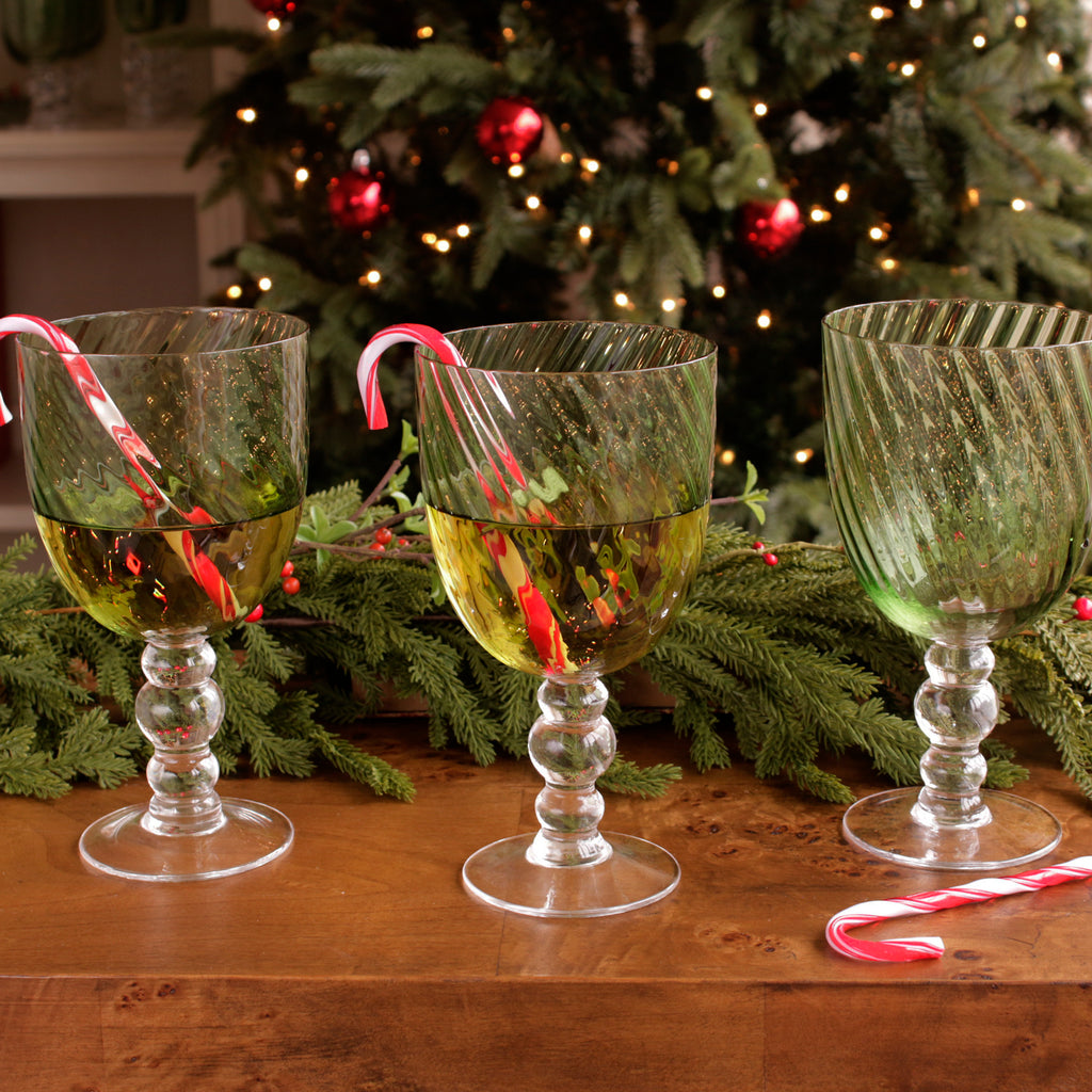 GLASS French Swirl All Purpose Set of 4 (Green)