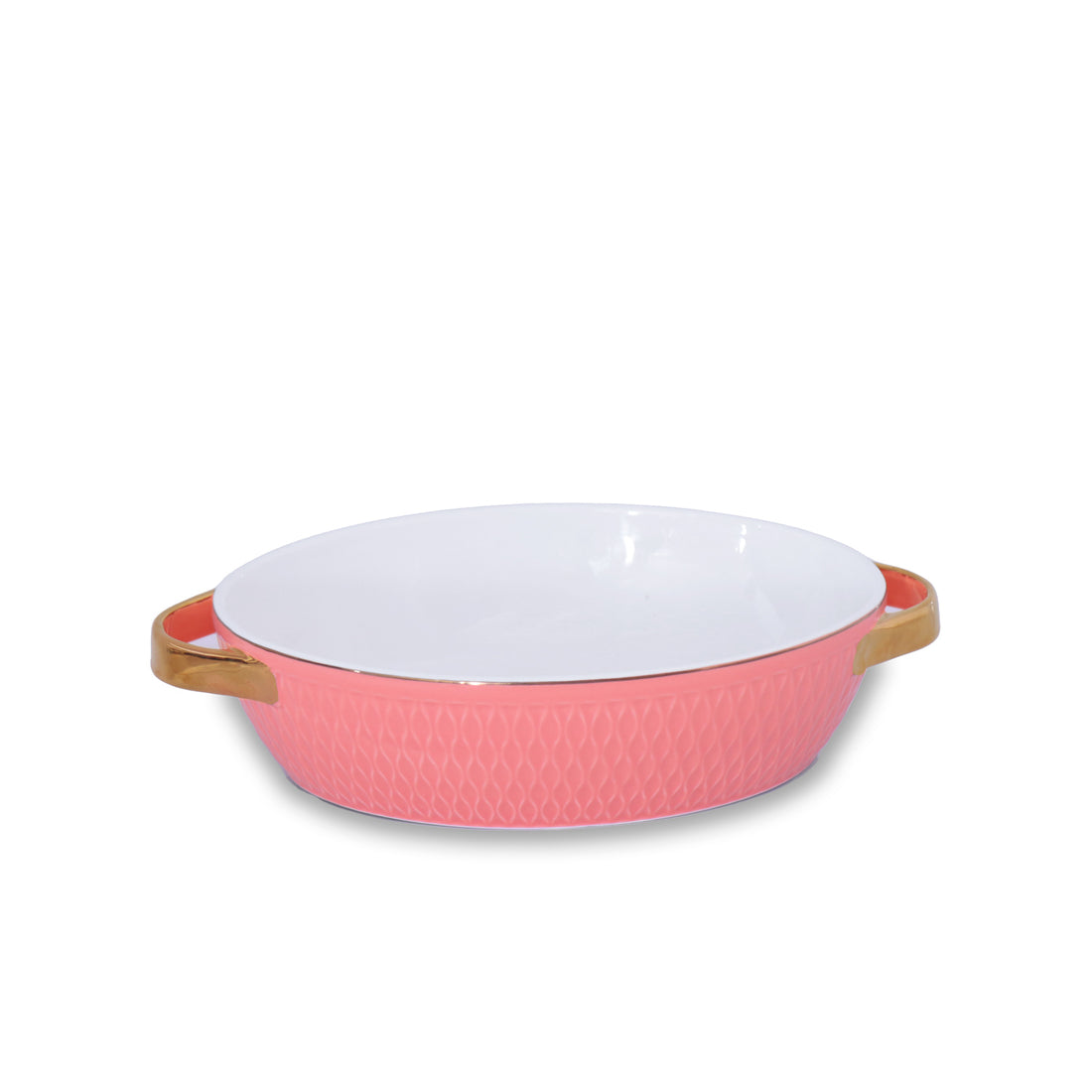 beatriz-ball-ceramic-small-oval-baker-with-gold-handles-salmon