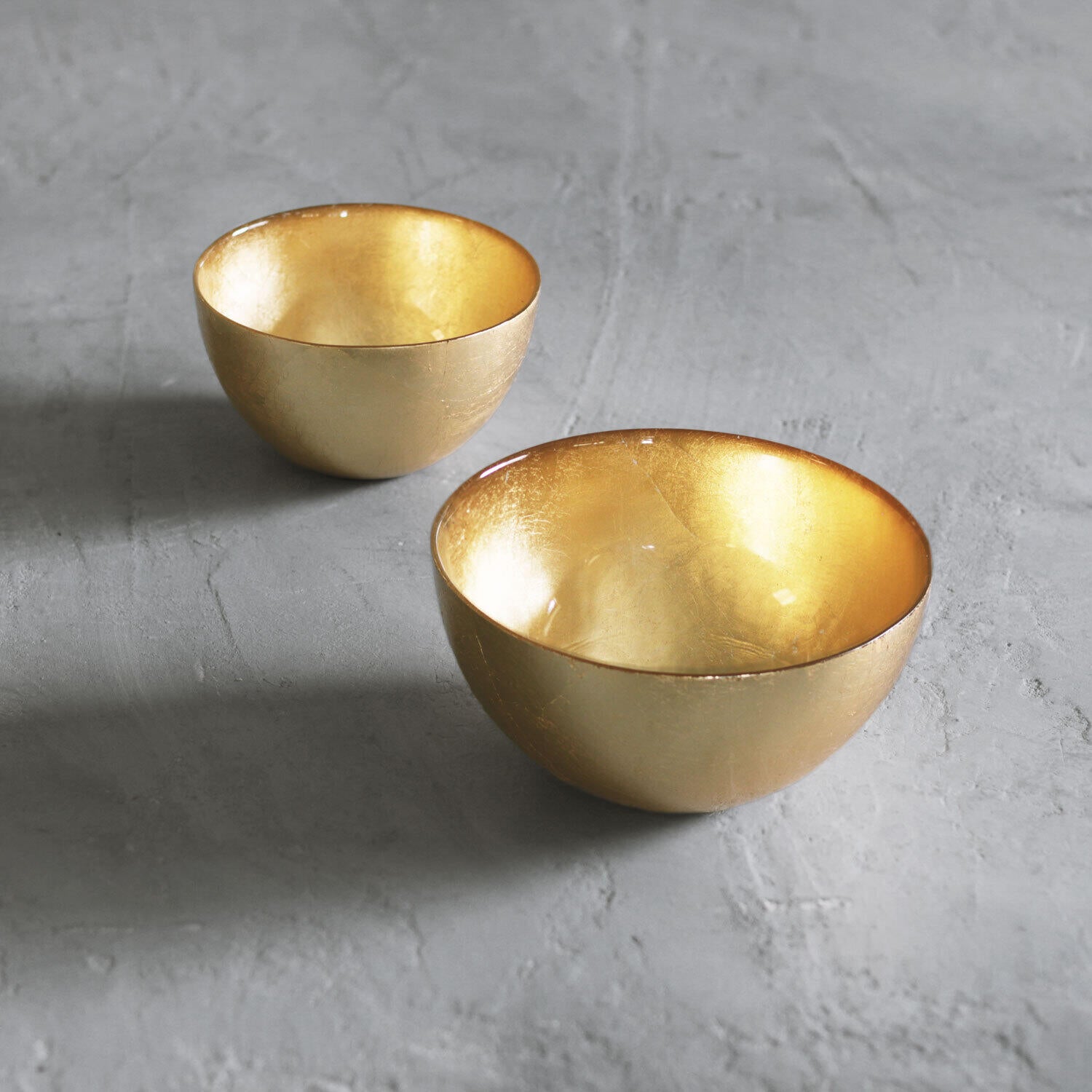 GLASS New Orleans Round Foil Leafing Bowl Set of 2 (Gold)
