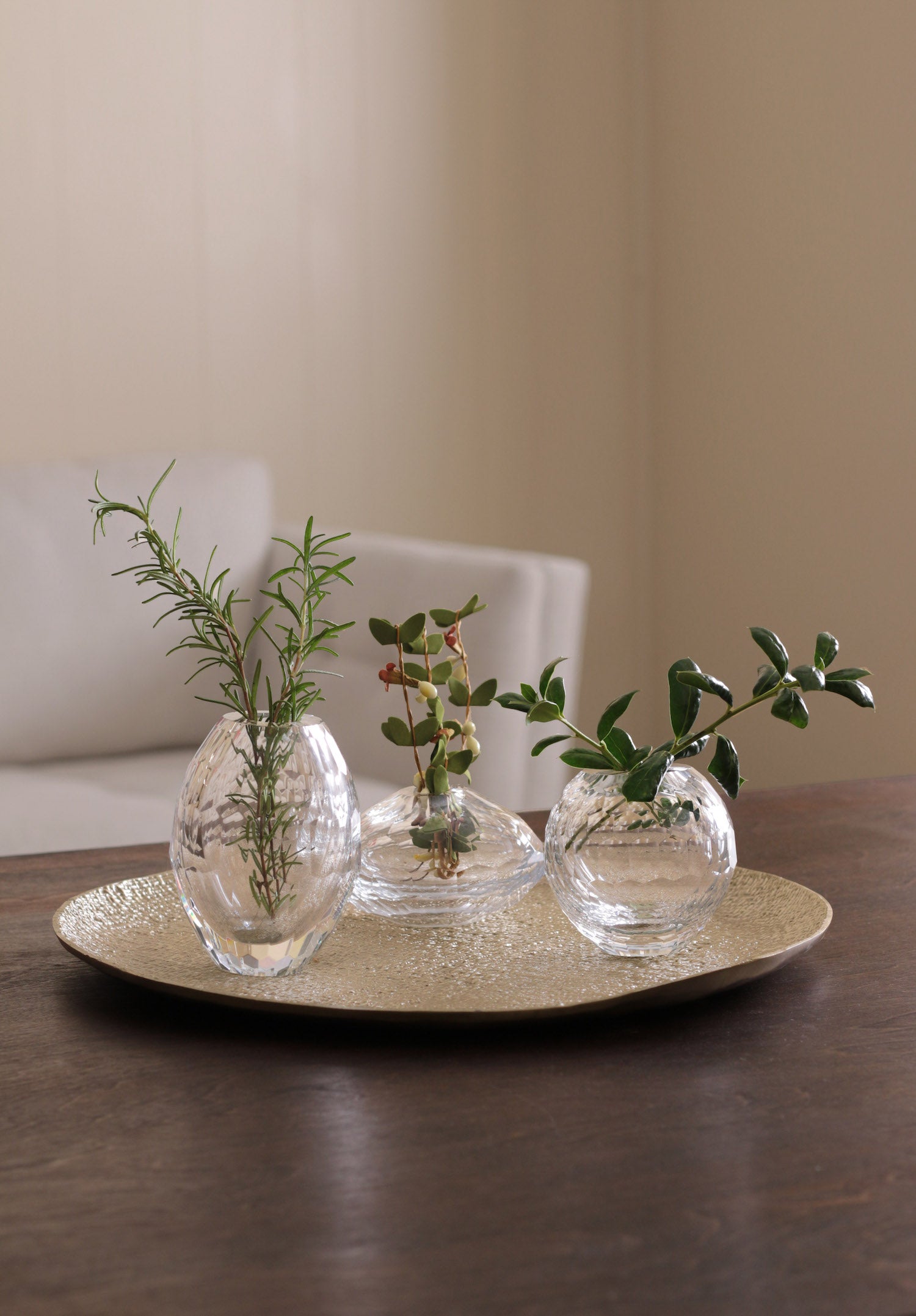 Decorative Clear Glass Vase, Diamond-Faceted Flower Bud Vases, Set of 6