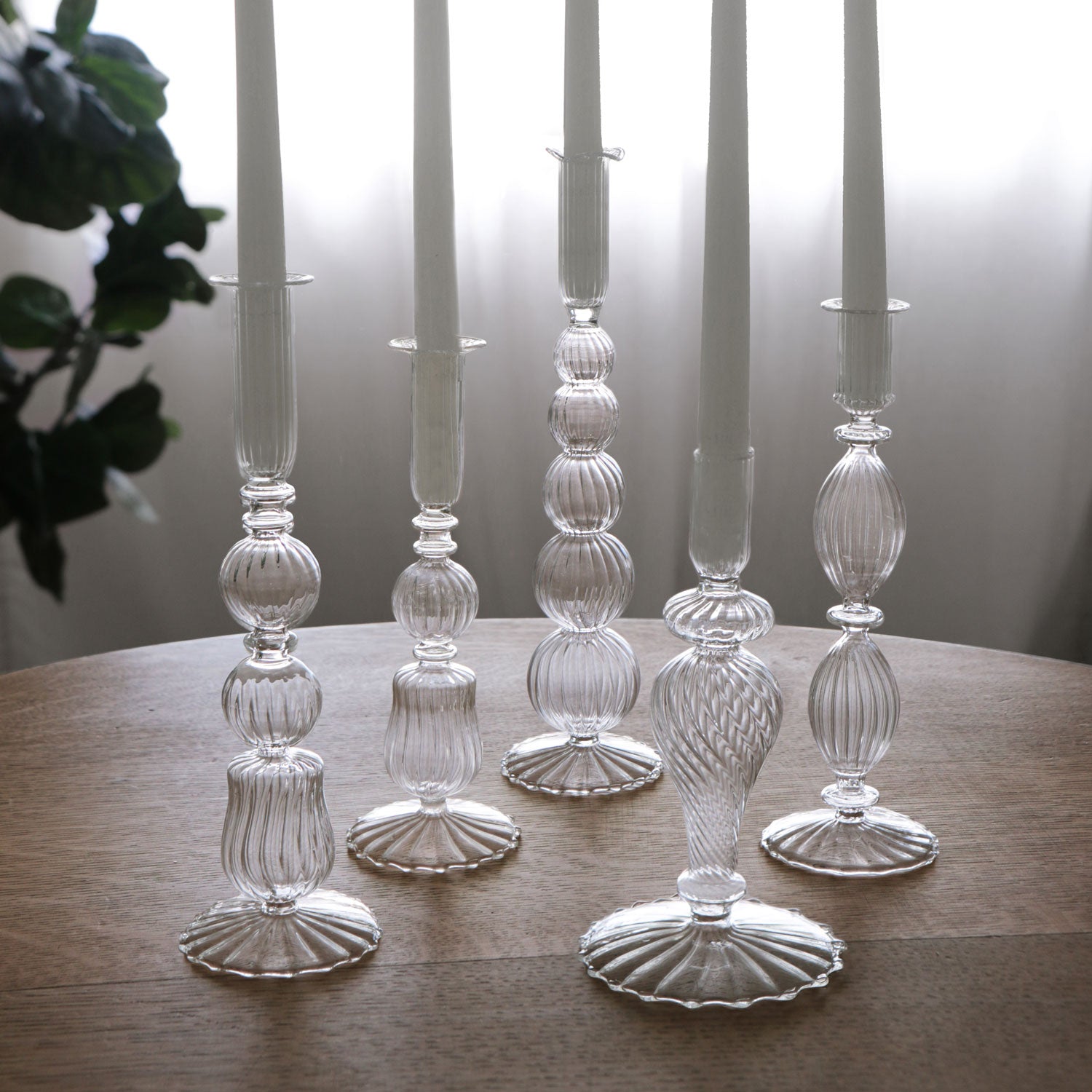 GLASS Cambridge Olivia 12&quot; Candlestick Holder Set of 2 (Clear)