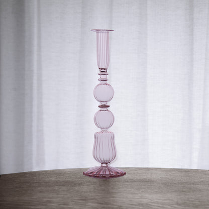 GLASS Cambridge Emma 10.5&quot; Candlestick Holder Set of 2 (Light Pink)