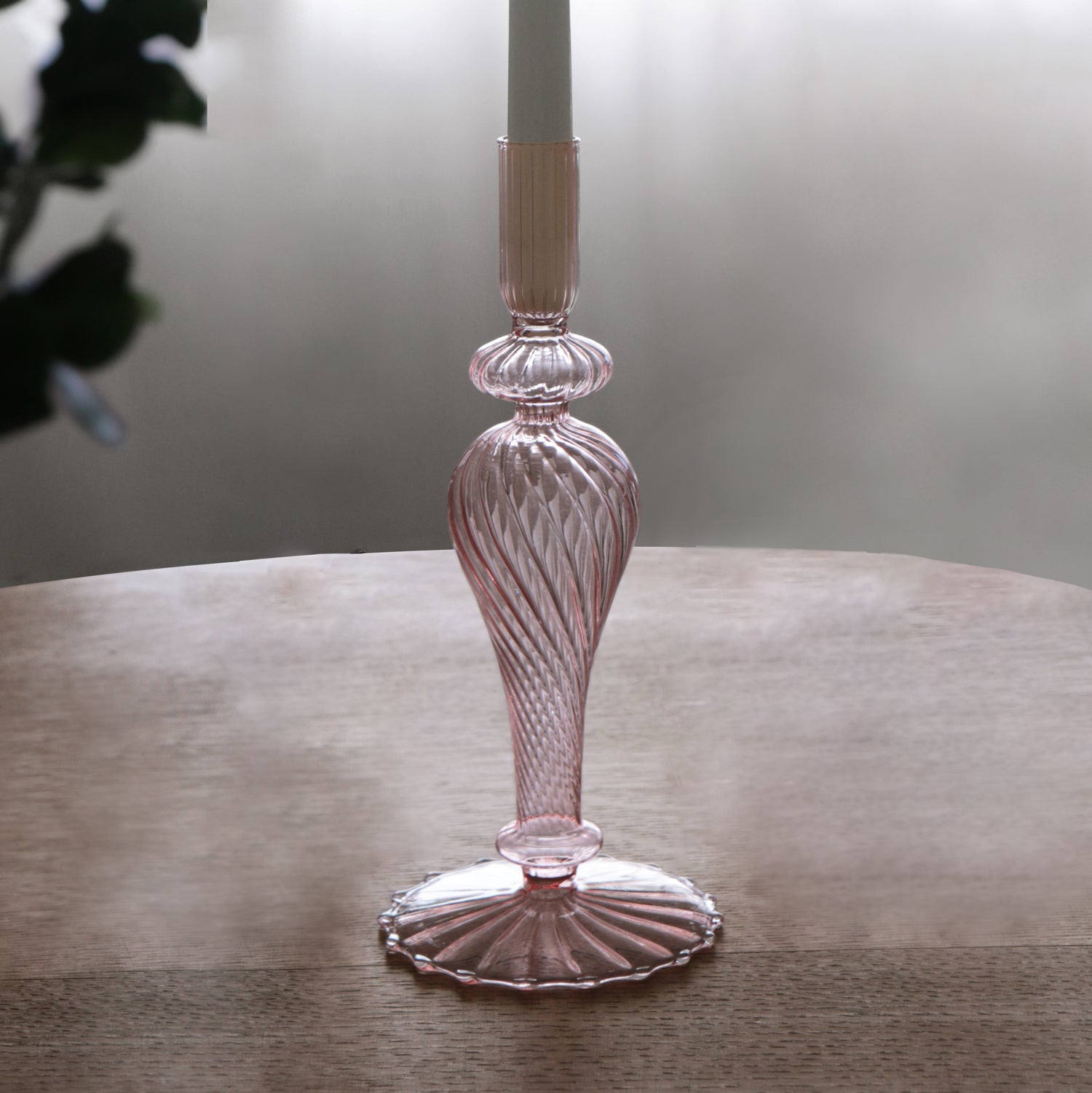 GLASS Cambridge Ava 10&quot; Candlestick Holder Set of 2 (Light Pink)