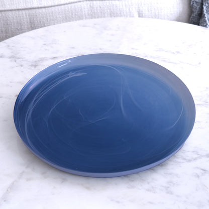GLASS New Orleans Swirl Large Platter (Blue and White)