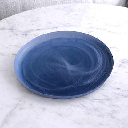 GLASS New Orleans Swirl Medium Platter (Blue and White)