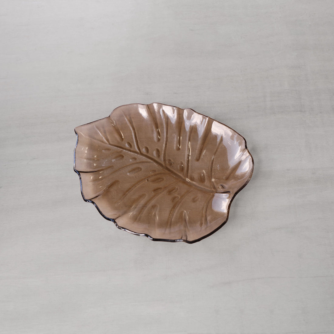 GLASS Tropical Leaf Small Plate (Clear and Brown)