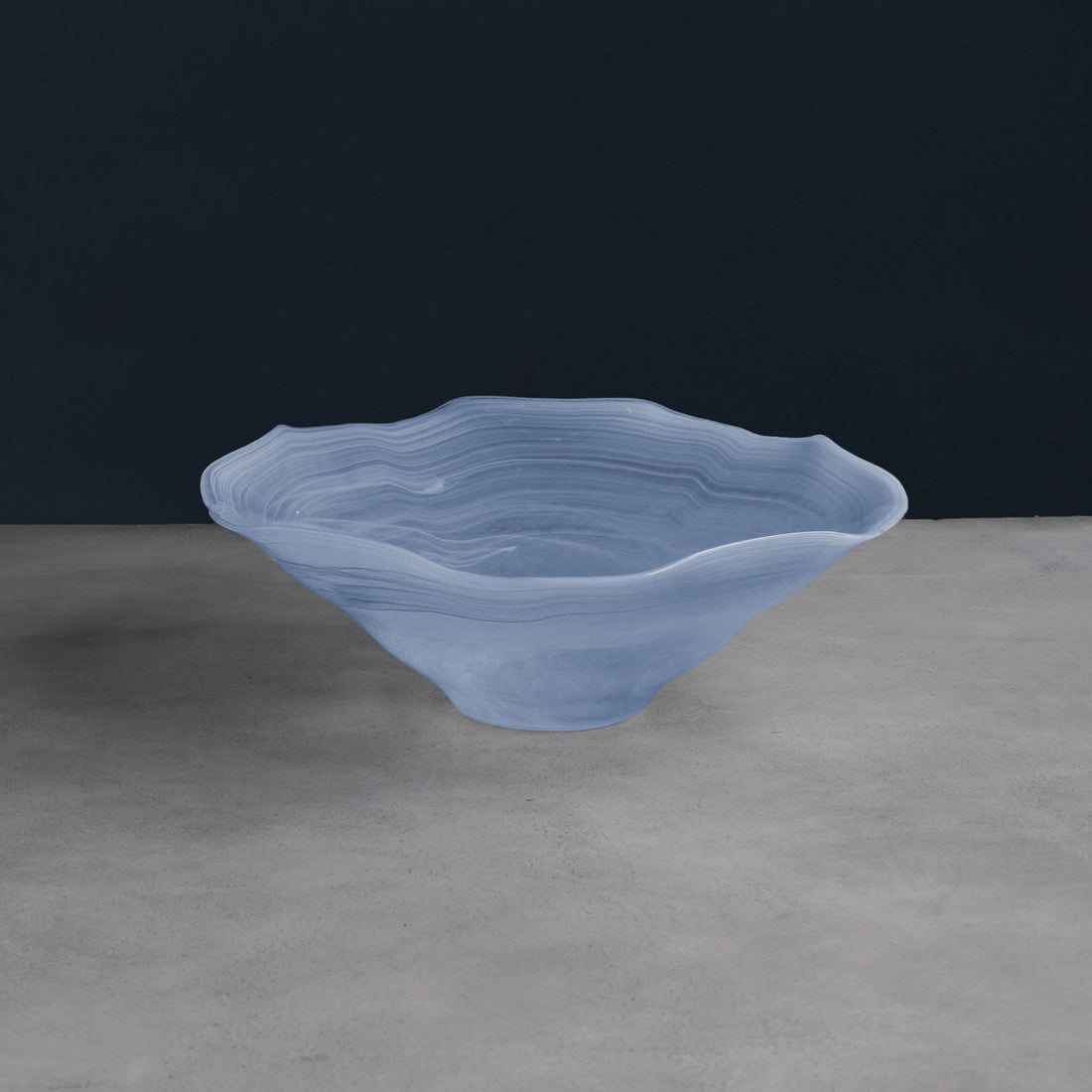 GLASS Alabaster Wave Large Bowl (Clear and Blue)