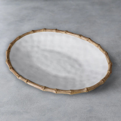 VIDA Bamboo Large Oval Platter (White and Natural)