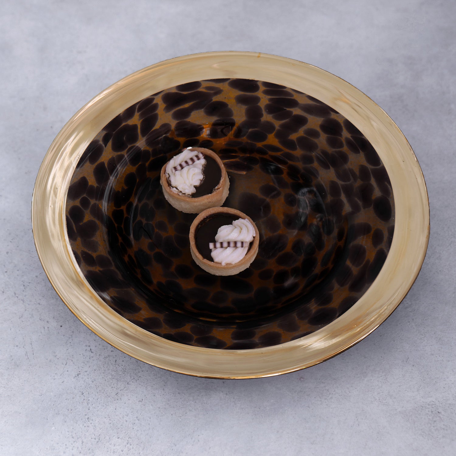 GLASS Tortoise and Gold Round Platter