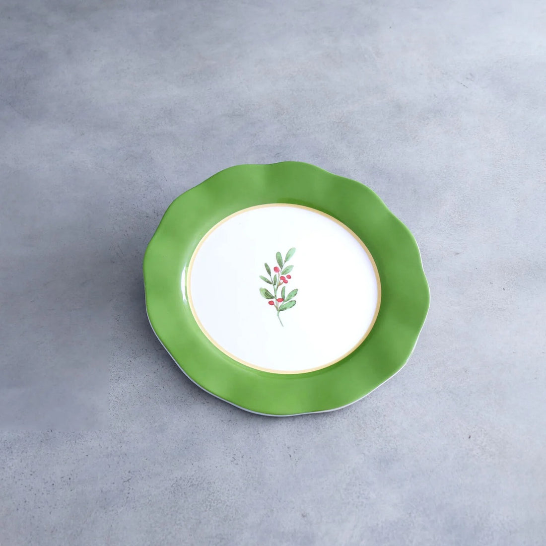 VIDA Holly 11&quot; Dinner Plate Set of 4 (Green and White)