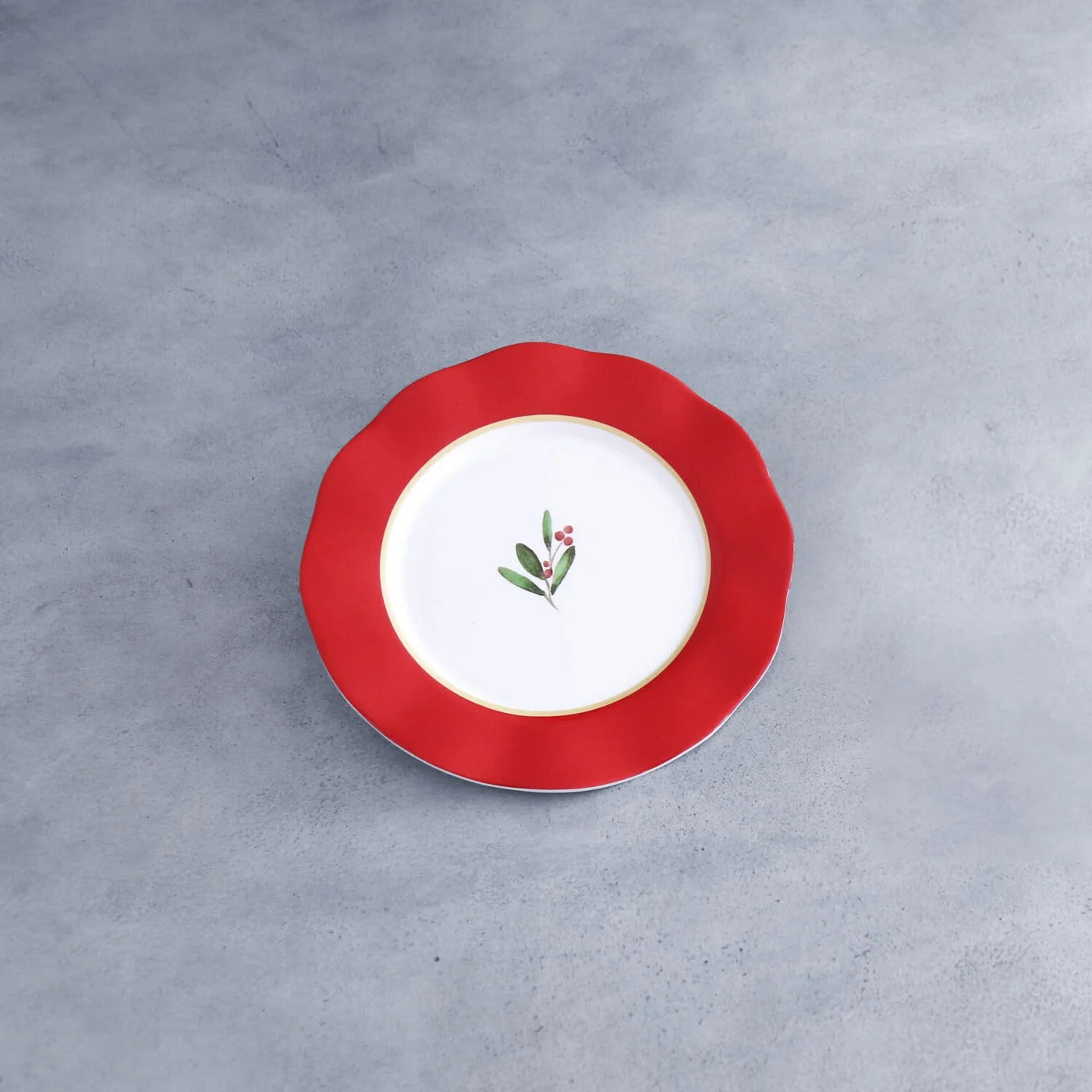 VIDA Holly 9&quot; Salad Plate Set of 4 (Red and White)