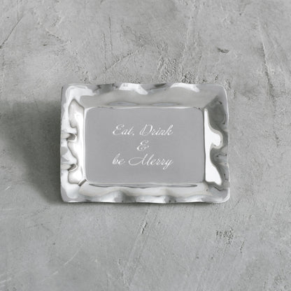 GIFTABLES Vento Rectangular Engraved Tray &quot;Eat, Drink &amp; be Merry&quot;