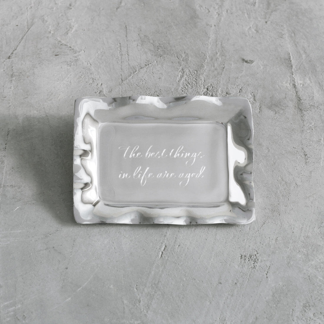 GIFTABLES Vento Rectangular Engraved Tray &quot;The best things in life are aged&quot;