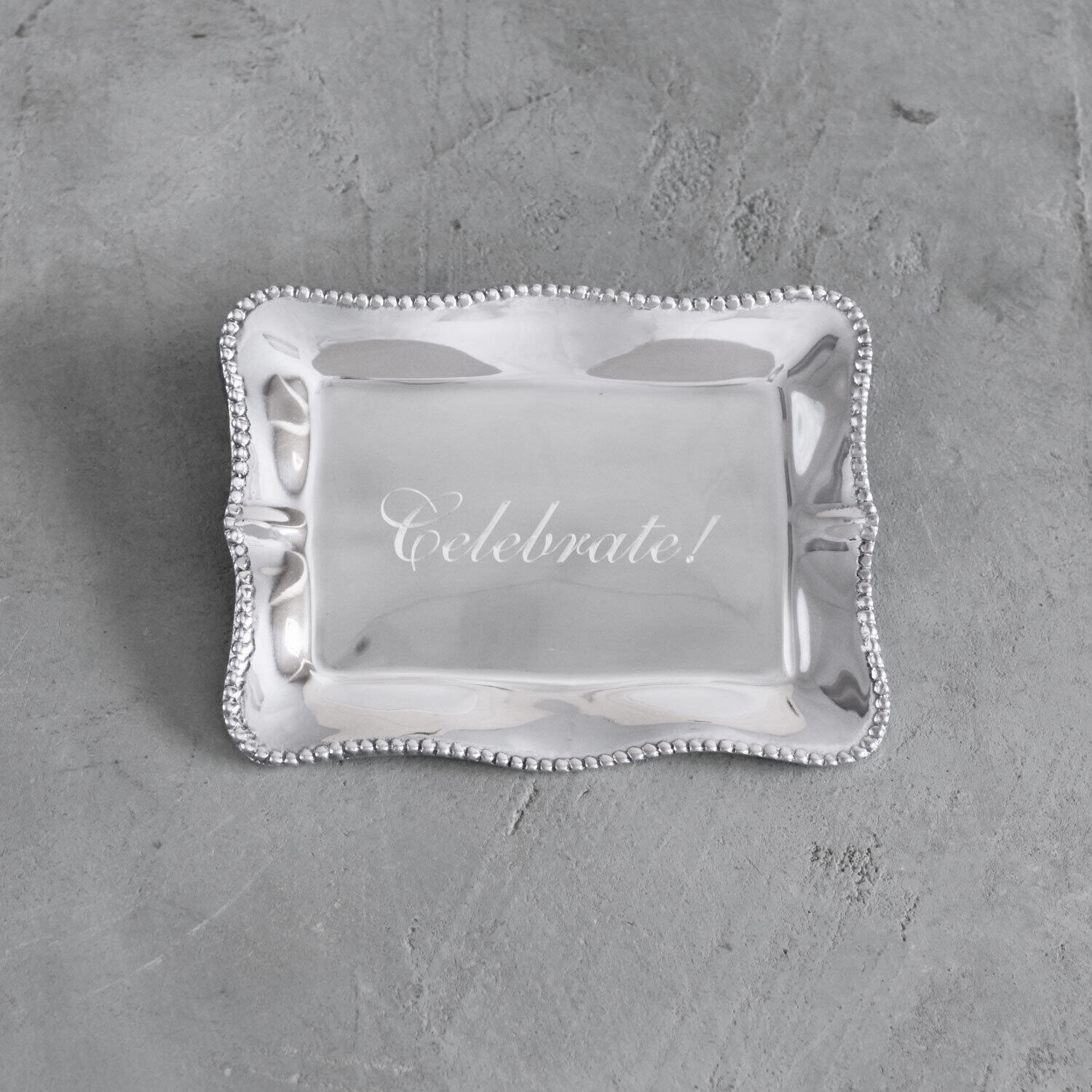 GIFTABLES Pearl Denisse Rectangular Engraved Tray &quot;Celebrate!&quot;