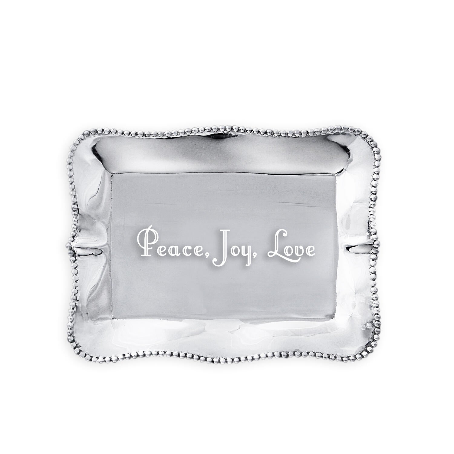 GIFTABLES Pearl Denisse Rectangular Engraved Tray &quot;Peace, Joy, Love&quot;