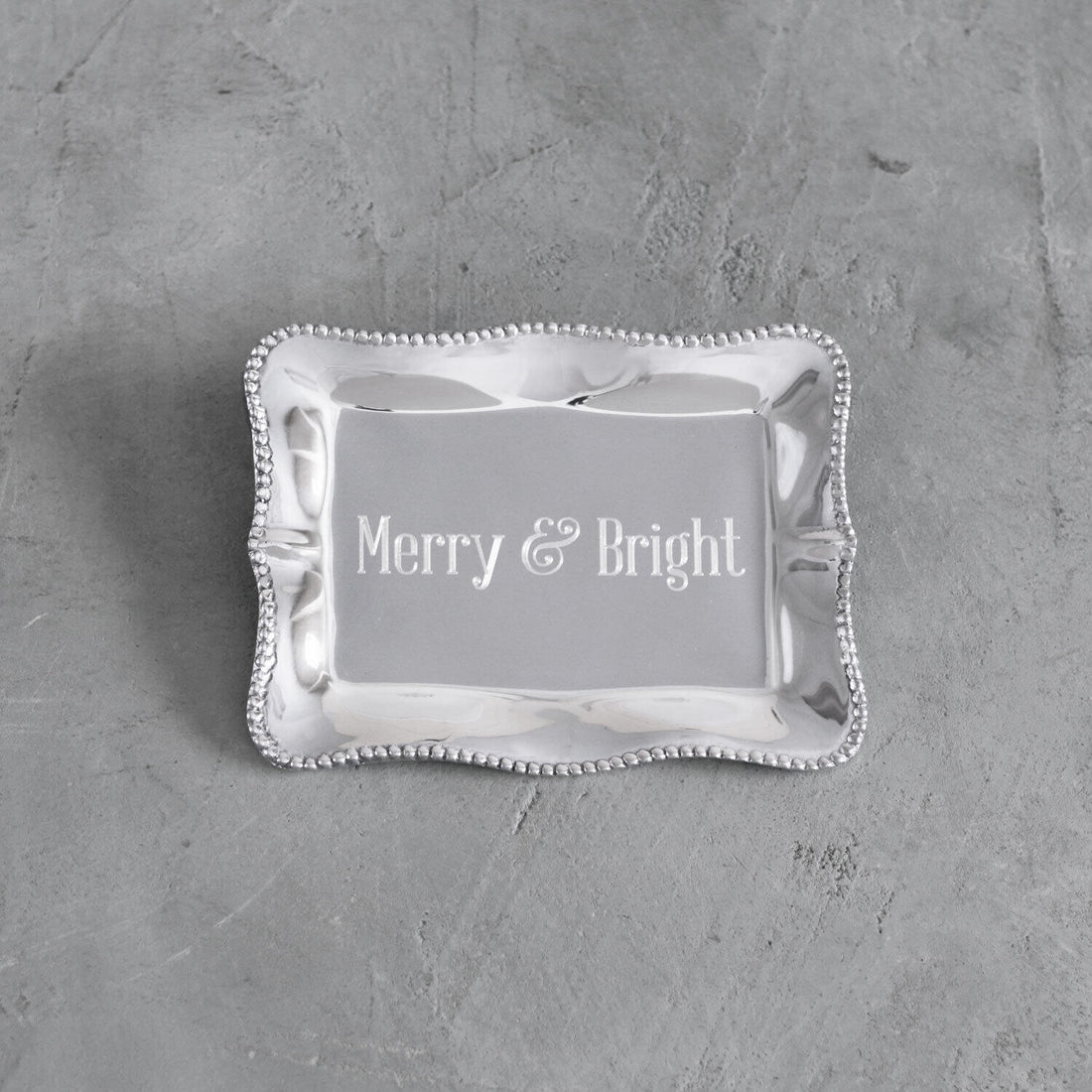 GIFTABLES Pearl Denisse Rectangular Engraved Tray &quot;Merry &amp; Bright&quot;