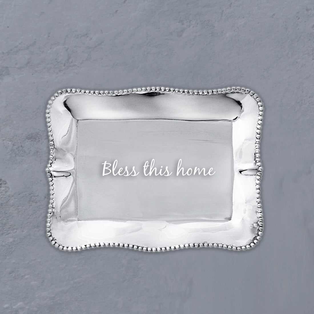 GIFTABLES Pearl Denisse Rectangular Engraved Tray &quot;Bless this home&quot;