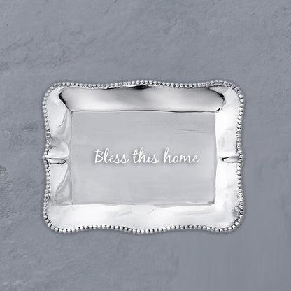 GIFTABLES Pearl Denisse Rectangular Engraved Tray &quot;Bless this home&quot;