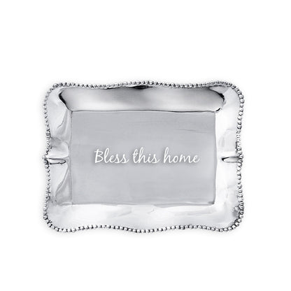 GIFTABLES Pearl Denisse Rectangular Engraved Tray &quot;Bless this home&quot;