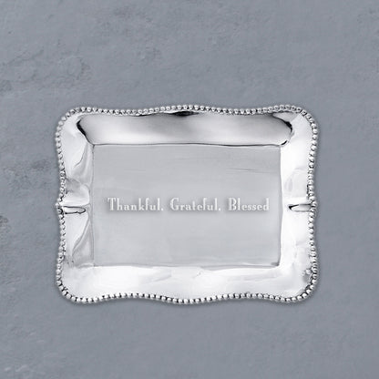 GIFTABLES Pearl Denisse Rectangular Engraved Tray &quot;Thankful, Grateful, Blessed&quot;