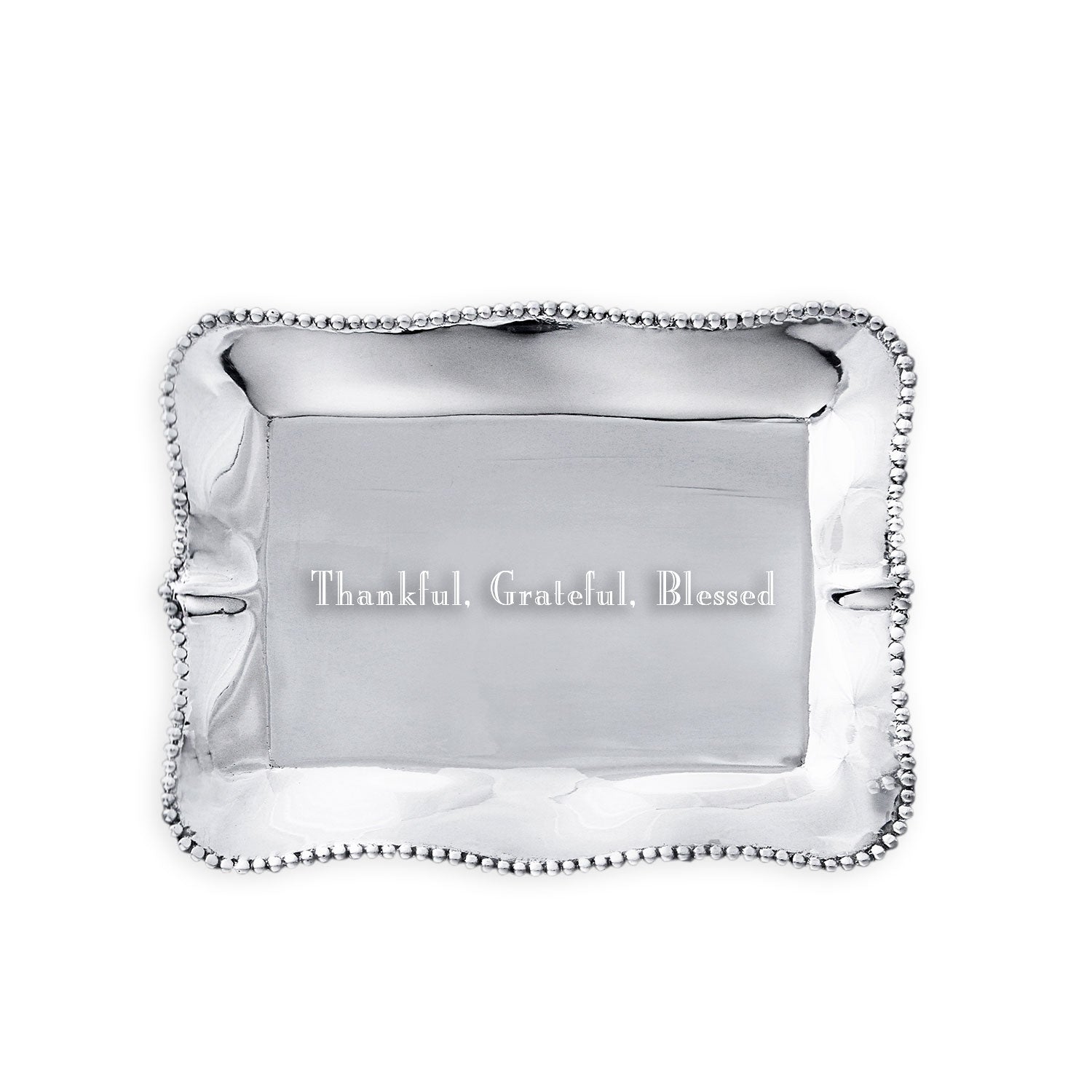 GIFTABLES Pearl Denisse Rectangular Engraved Tray &quot;Thankful, Grateful, Blessed&quot;